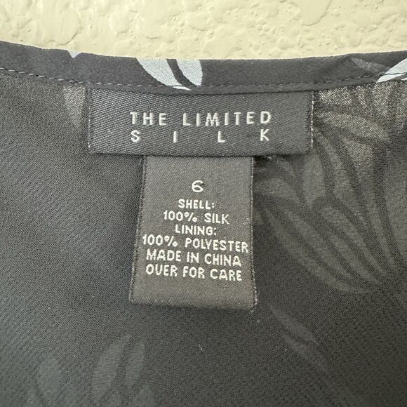 Vintage The Limited Dress Womens Size 6 100% Silk Y2K Floral Vneck Midi Navy - Picture 7 of 7